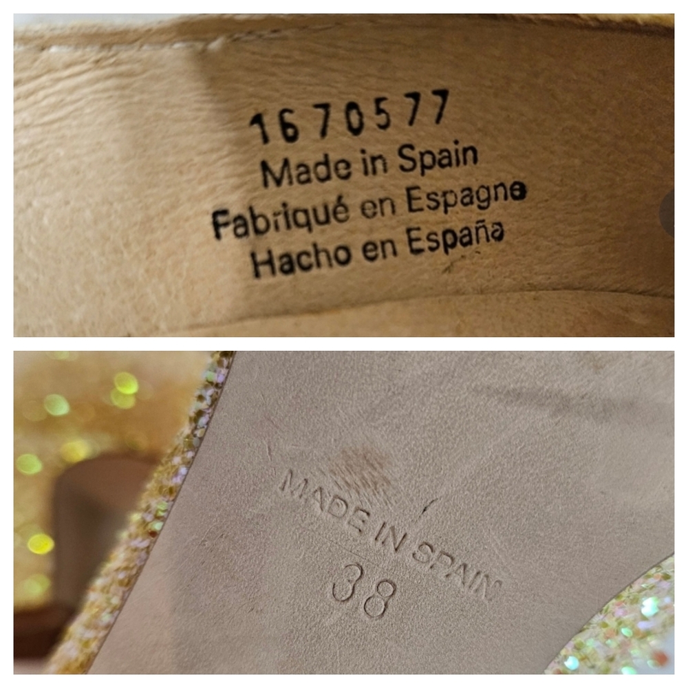 Free People Glitter Ankle-Strap Block Heel in Yellow Gold - Picture 12 of 16